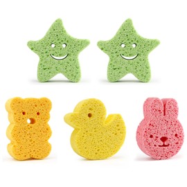 5 Pcs Baby Bath Sponges, Kids Sponges, Cute Cartoon Bath Sponges, Animal Bath Loofah Natural Sponges, Suitable for Newborns