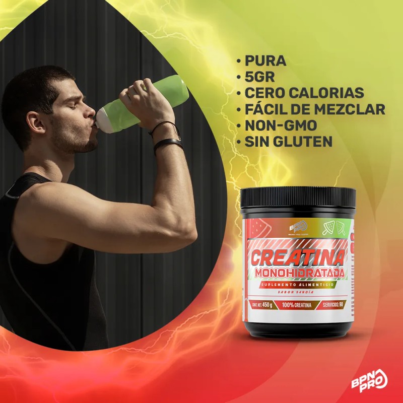 Creatina Monohidratada BPN Pro Sabor Sandía de 450 g para