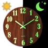 lanzoub Wall Clock, Wooden, Luminous Wall Clock, Silent, Stylish, Continuous