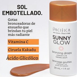 Pacifica Gotas Bronceadoras Líquidas Para Rostro - Sunny Glow Liquid Bronzer Para Rostro Y Piel - Maquillaje Iluminador Y Resaltador - Con Vitamina C, Para Mejillas Y F Bronce 1 Onza Líquida (Paquet