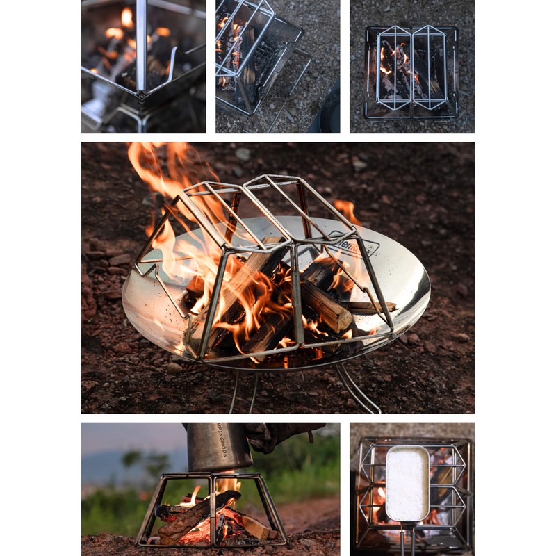 CAMPINGMOON Collapsable Campfire Cooking Stand Trivat Stainless Steel for Open