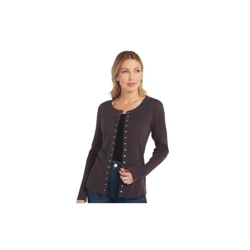 Masseys Snap-Front Cardigan, M, Shadow Grey