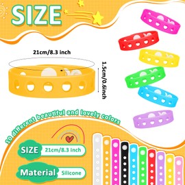 Zhanmai 30 Pieces 10 Colors Silicone Charms Wristbands Bulk Adjustable Rubber Bracelets with Holes Bracelets for Men Kids Birthday (8.3 Inch)