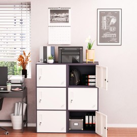 WISUNO 3 Door Vertical Stackable Storage Cabinet with Lock,Anti-Failing Device, Metal Lcoker,Organizer for Office, Home, Gym, School,Employee,Kids. (Grey)