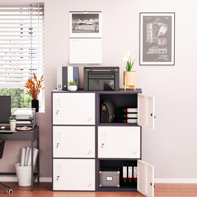 WISUNO 3 Door Vertical Stackable Storage Cabinet with Lock,Anti-Failing Device,