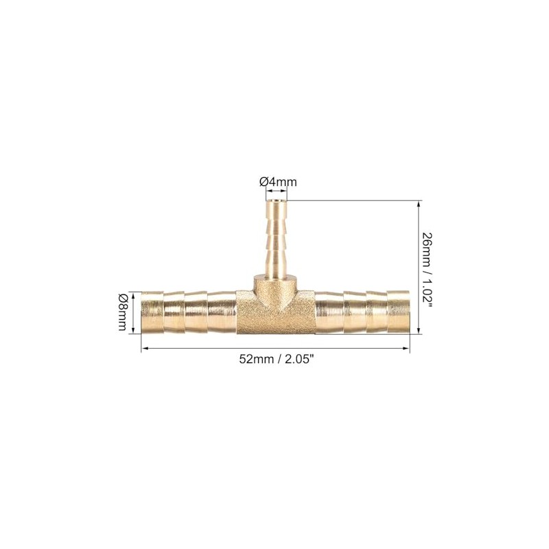 TA-VIGOR Tee Brass Barb Reducer Fitting, 3 Way Splitter Connector