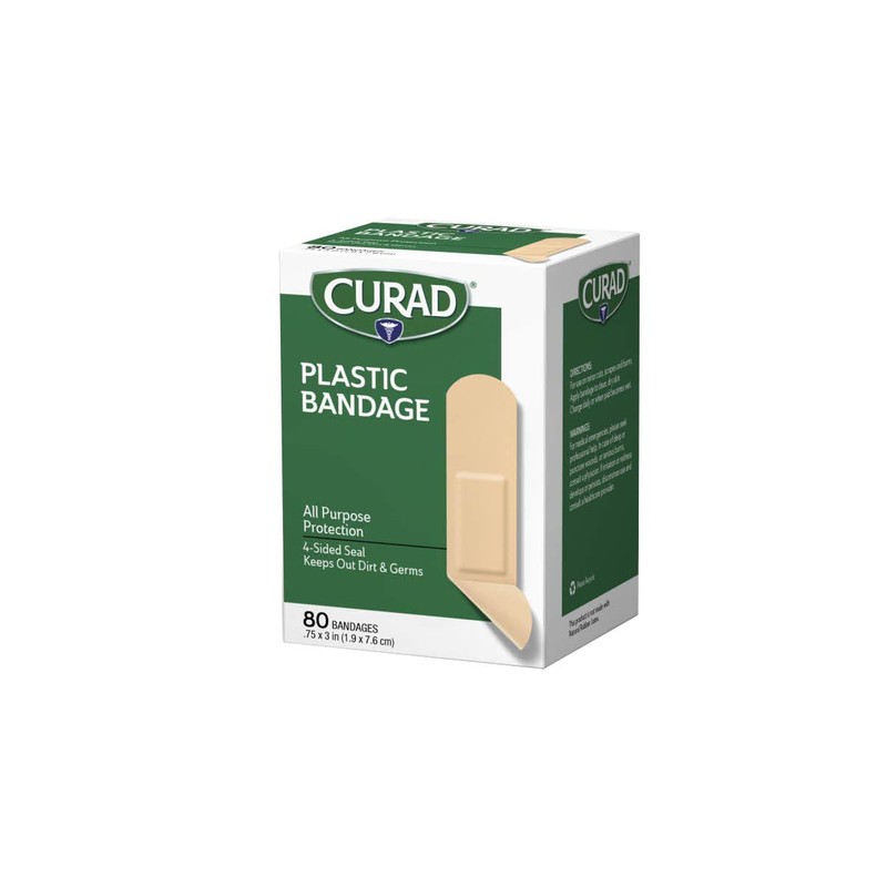 Curad Plastic Bandages .75 X 3 Inches 80 Each