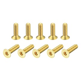 sourcing map Flat Head Screws M3 0.5 x 12 mm Brass Hex Drive Pack of 24