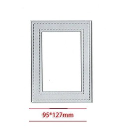DDeehs Rectangular Border Frame Metal Die Cuts, Fishnet Square Edge Card Cutting Dies Cut Stencils DIY Scrapbooking Album Decorative Embossing Paper Art Craft Making, 127X95mm/5X3.74inch