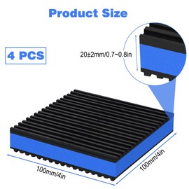 4 PCS Hard Rubber Anti Vibration Pads, 4" x 4" x 7/8" Heavy Duty Rubber and EVA No Slip Sound Isolation Mats for Air Conditioner,Air Compressor,Washing Machine,Treadmill