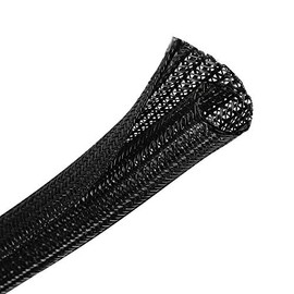 CrocSee 25ft - 1 inch Braided Cable Management Sleeve Cord Protector - Self-Wrapping Split Wire Loom for TV/Computer/Home Theater/Engine Bay - Black