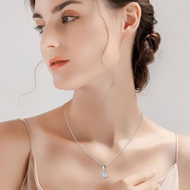 MICMIF Women's Necklace 1 Carat Moissanite Diamond Necklace, Solitaire Pendant Moissanite Chain Silver 925, VVS1 D Colour GRA Certificate with Gift Box for Party Women Girlfriend Mum, Sterling silver