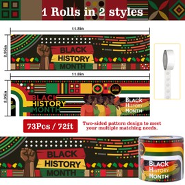 JYNTERPLAY 72ft Black History Month Bulletin Board Border Kente Cloth Two-Sided Printed Trim Paper Classroom Chalkboard Decorations for African American Celebration Party School Decor