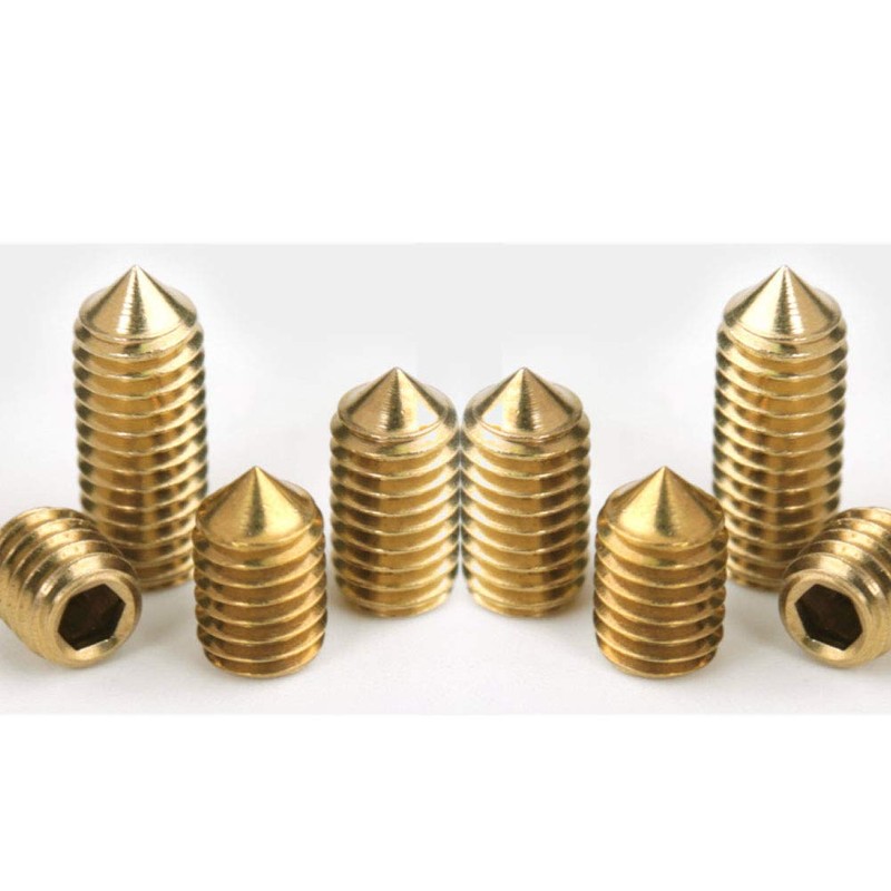BOZONLI Grub Screws Metric Thread Brass Cone Point Hex Socket
