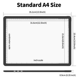TOHETO Rechargeable A4 Light Pad for Diamond Painting, Ultra Bright Tracing Light Box for Drawing, Wireless Lightbox for Tracing and Drawing, Cordless Diamond Art Light Board for Sketching (Black)