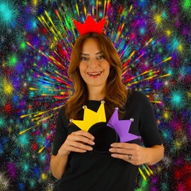 BF Souvenirs 1x LED Haarreif KRONE blinkend und leuchtend, Prinzessin, König, Party Karneval Geburtstag Motto Party Fasching (Gelb)