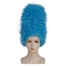 ESUNO Hair Cap+Blue Beehive Wig for Women Blue Cartoon Wig Adult Funny Cosplay Costume Curly Anime Outfits Curly Fluffy Hair Fancy Costume for Themed Party Halloween Cosplay Creative Photography