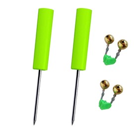 Rod Pole Holders for Bank Fishing，Fishing Rod Holder Ground，Portable Rod Holder，Beach Fishing Rod Holder,with Copper Fishing Rod Alarm Bell(2 Pack Green)