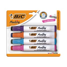 BIC, Marcador de Pizarrón, Borrado Fácil, Olor Suave, Marking, Surtido de Colores Fashion y Clásicos, 8 piezas
