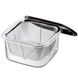 Nagao Tsubamesanjo High Heat Resistant Storage Container, 7.1 inches (18 cm), Colander with Lid, TPX Resin, Made in Japan