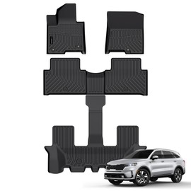 Auxko All Weather Floor Mats Fit for Kia Sorento Hybrid 2025 2024-2021(Include PHEV 22-25) TPE Rubber Liners Sorento Hybrid Accessories Set All Season Odorless Anti-Slip Floor Mats