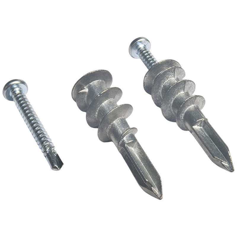 Santie#8 Zinc Self-Drilling Drywall Anchor Kit with Screws-100 Pack(100 Anchors+100