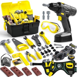 Kids Tool Set Kids Toys Age 3 4 5 Year Old Boys Girls Gifts,54 PCS Tool Kit with Electric Toy Drill Kids Tool Belt for 3 4 Year Old Boy Girl Construction Pretend Play Educational Toddler Children Toys