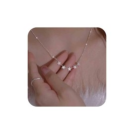 Aneneiceera Boho Crystal Star Pendant Necklace Silver Star Chain Necklace Vintage Star Choker Necklace Rhinestone Star Collar Necklace Jewelry for Women (Multi star)