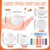 PullCrease 90 Pcs Spring Paint Your Own Tea Set Craft