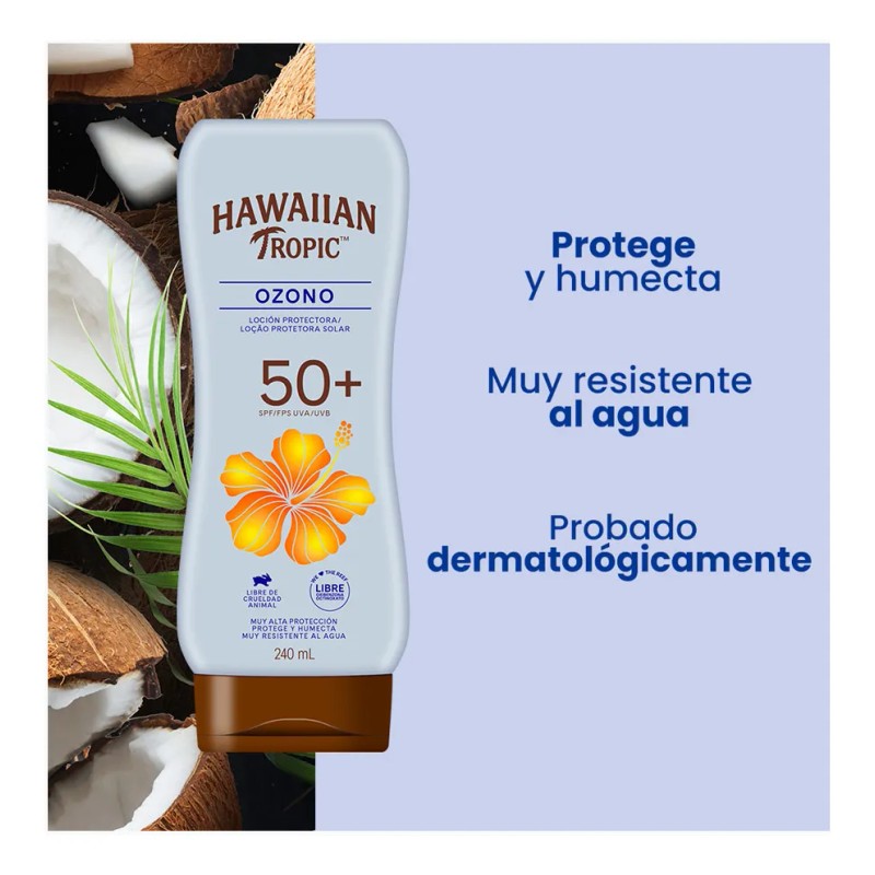 Protector Solar Hawaiian Tropic Ozono 50+ FPS Loción 240 ml