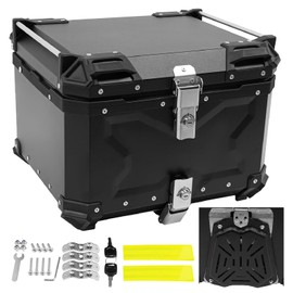 Pinelicorn 55L/14.4Gal Motorcycle Top Case, Waterproof Motorcycle Top Box with Security Lock, Universal Motorbike Tail Box Trunk Tour Storage Carrier Case for Helmet Luggage (55L/14.4Gal)