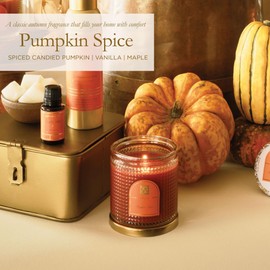 Aromatique Pumpkin Spice Textured Glass Candle with Lid – Fall Scented Candle with Spiced Pumpkin, Vanilla & Maple – Hand Poured, Long Burn – Cruelty-Free, USA Made – 6 oz