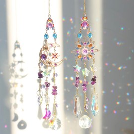 Suncatcher Crystal Window, Pack of 2 Crystal Pendant Decoration, Hanging Window Decoration, Crystal Suncatcher, Rainbow Suncatcher Crystal, Rainbow Crystal Pendant, Home Garden Decoration