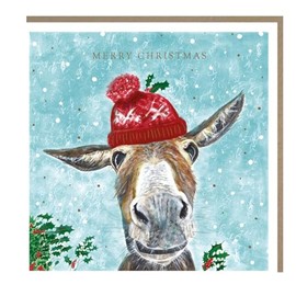 Tracks Publishing Charity Christmas Cards Pack of 5 - Charity Christmas Cards 2024 with a Donkey in a Woolly Hat Design - Eco-Friendly Xmas Cards Multipack with Envelopes