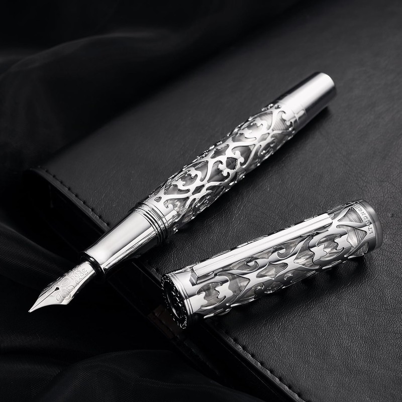HONG DIAN D1 Piston Fountain Pen Extra Fine Nib, Hollow