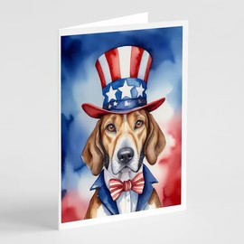 Caroline's Treasures English Foxhound Patriotic American Greeting Cards Pack of 8 Blank Cards with Envelopes Whimsical A7 Size 5x7 Blank Note Cards