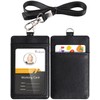 Teskyer ID Card Holder with Strap PU Leather with Transparent