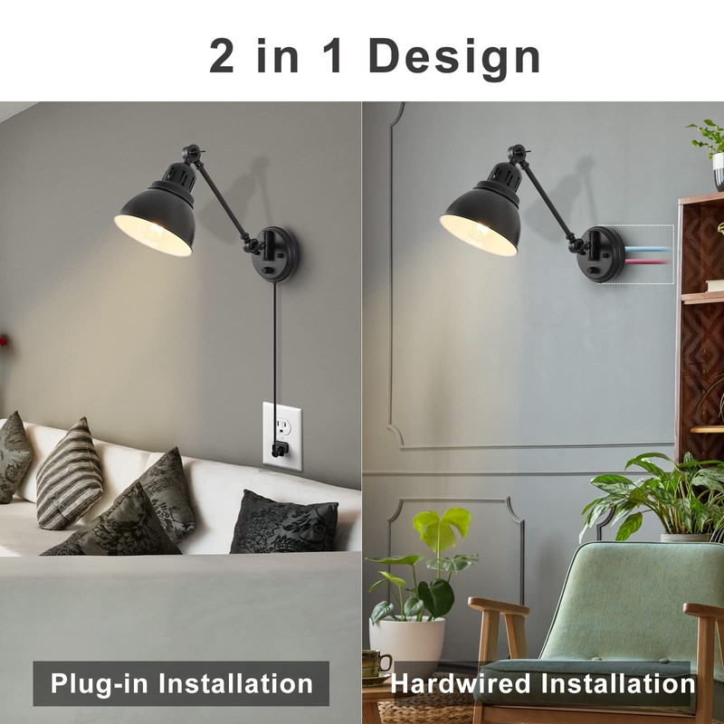 GOODATE 1 Pack Plug in Wall Sconce with Remote Control,