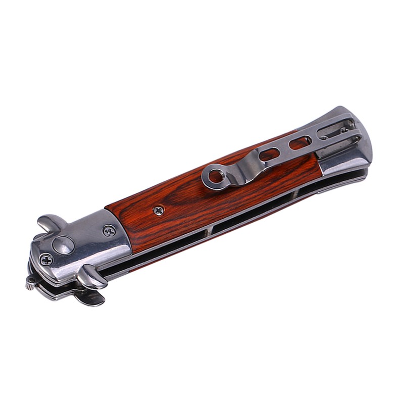 Switchblade Spring Folding Knife Push Button Pocket Comb Oil Hair