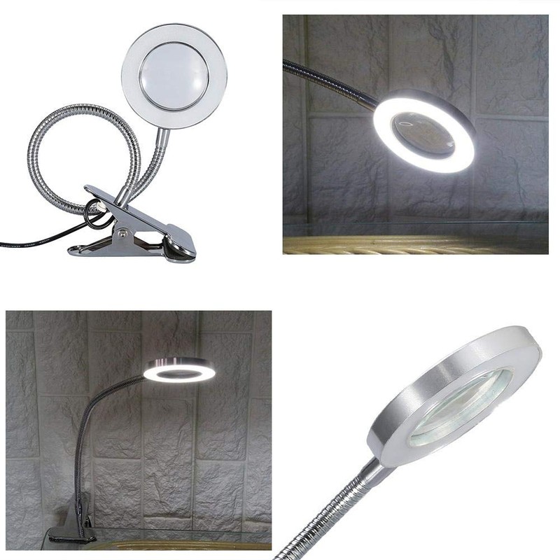 ANGGREK LED Lamp Clip On Desk Light 2.5X Times Magnifier