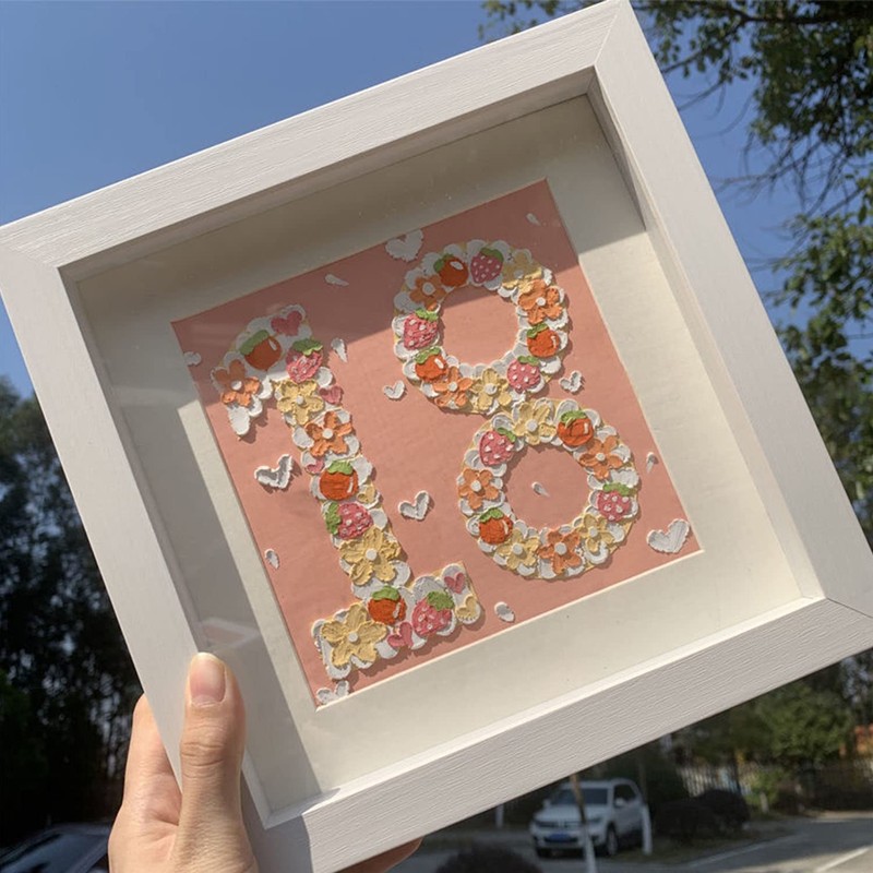 3D Square Frame, 20 x 20 cm, Wooden Shadow Box,