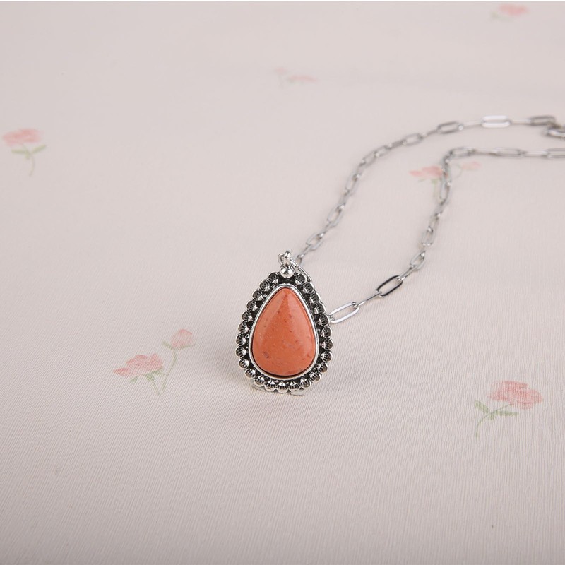 Colloca Orange Spiny Oyster Pendant Necklace for Women, Turquoise Orange
