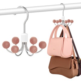 DOIOWN Purse Organizer,4 Pack Space Saving Purse Hangers for Closet,Multi Purpose Rotating Tank Top Hangers for Bags, Bras,Scarfs,Ties, Hoodies, Hat Closet Organizers and Storage