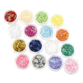 WOONEKY 16 Boxes Nail Sequins Glitter Makeup DIY Nail Art Decoration Vibrant Colors for Festive Looks Elegant Styles Present for Birthdays Special Occasions