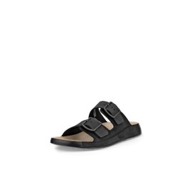 ECCO Men's Cozmo Two Band Buckle Slide Sandal, Black Nubuck, 7-7. 5