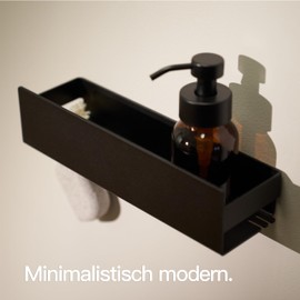 Designfabrik Hamburg Designfabrik Hamburg Duschablage ohne Bohren | Badezimmer Organizer | Duschregal ohne Bohren | Badregal | H?ngeregal | Wandregal | Duschkorb selbstklebend | Duschablage Schwarz 30 cm