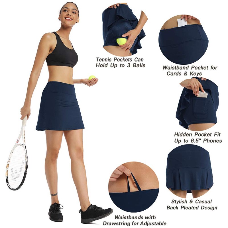 Ibeauti - Falda de tenis atlética plisada para mujer, con