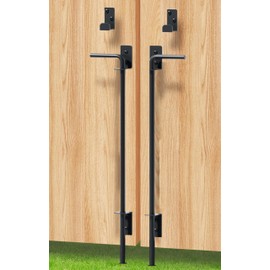 TIEJIAN Cane Bolt Heavy Duty Gate Drop Rod 36 Inch Metal Gates Stopper for Wood PVC Vinyl Metal Fences Gates, Gate Ground Latches, Black Finish(2 Pack)