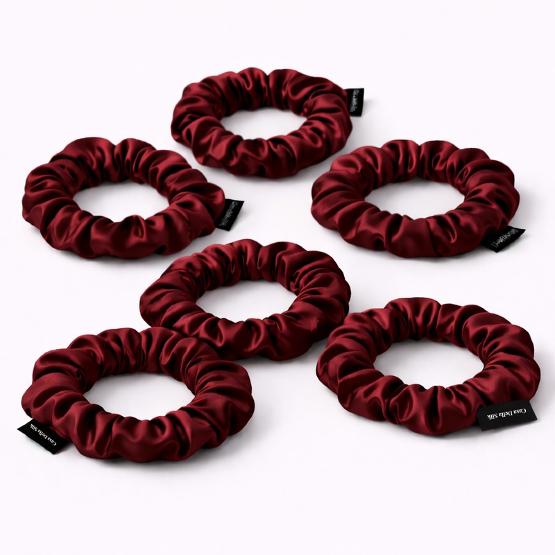Casa Della Silk Petite Mulberry Silk Scrunchies x6 – Small