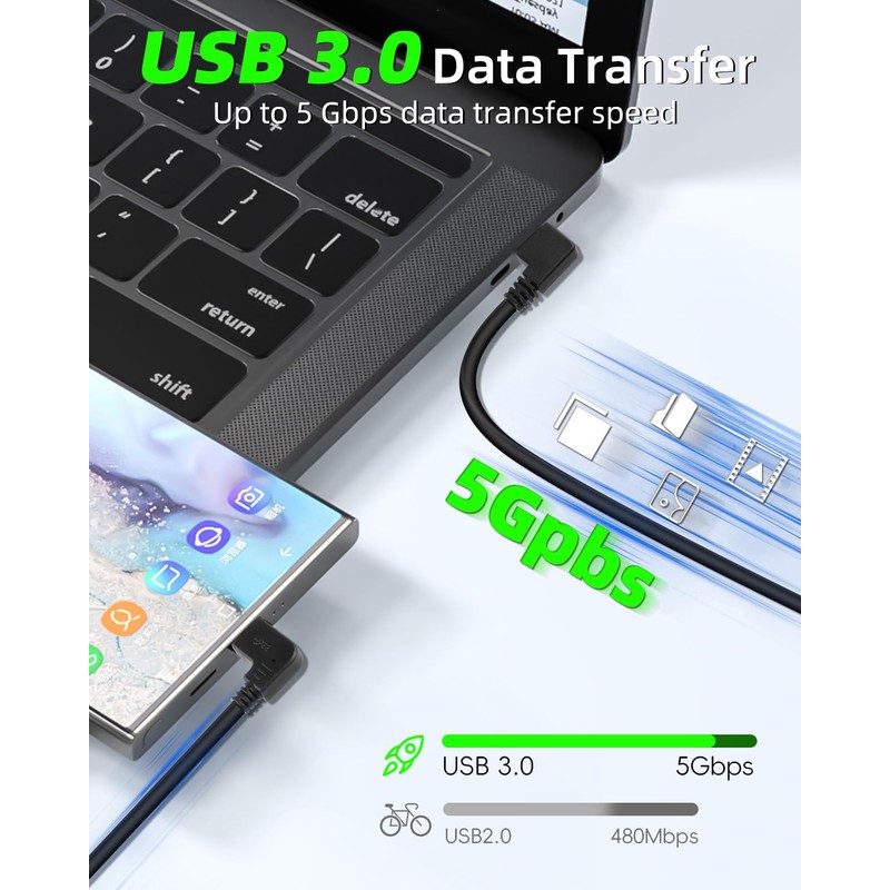 GELRHONR Short Right Angle USB Type C Cable, 90 Degree